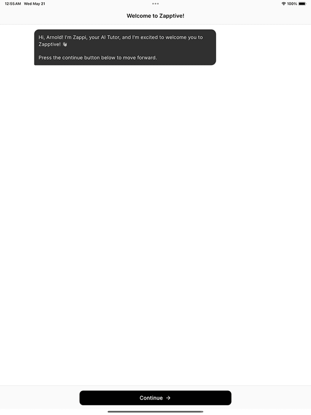 Zapptive tablet app preview