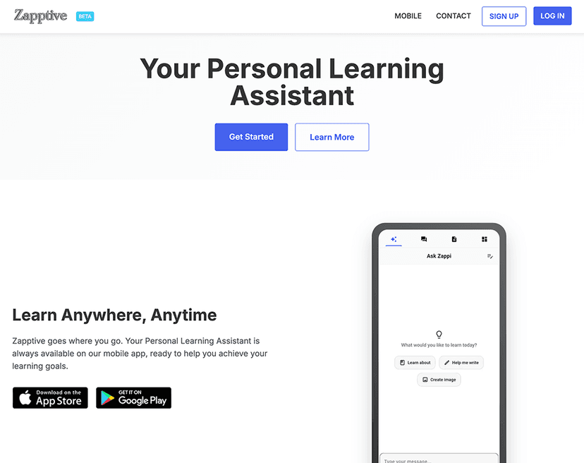 Zapptive website preview